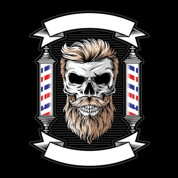 Ilustración de logotipo de barbería de calavera