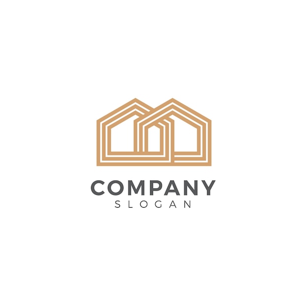 Ilustración de logotipo de bienes raíces de oro de lujo
