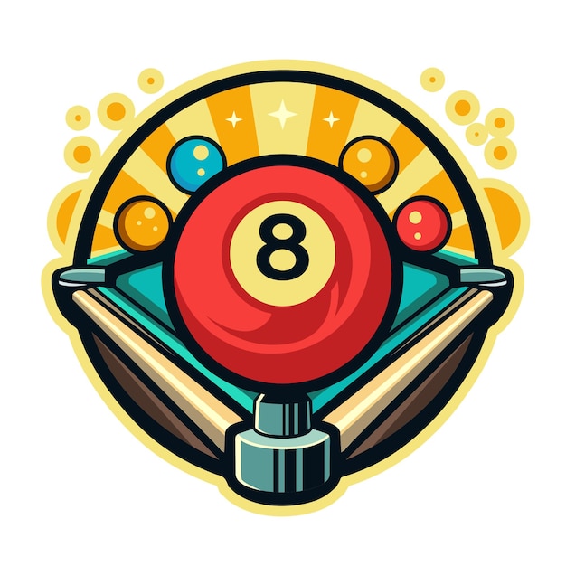 Ilustración del logotipo de billar con pelota de billar vectorial