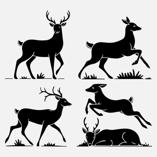 Ilustración del logotipo de Black Deer Silhouette Bundle Clipart