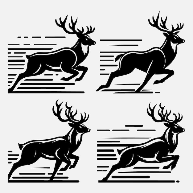 Ilustración del logotipo de Black Deer Silhouette Bundle Clipart
