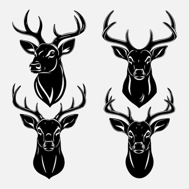 Ilustración del logotipo de Black Deer Silhouette Bundle Clipart