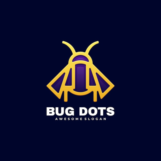 Ilustración de logotipo bug gradient line art style.