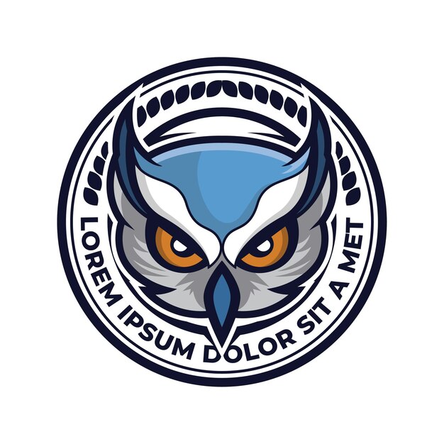Ilustración del logotipo del búho búho con diseño de insignia del emblema ilustración de estilo vintage búho pájaro animal