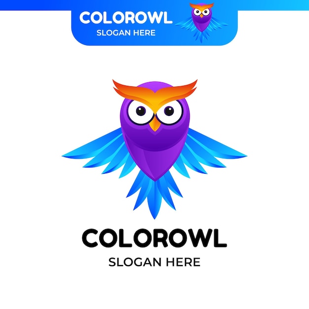 Ilustración de logotipo de búho degradado colorido
