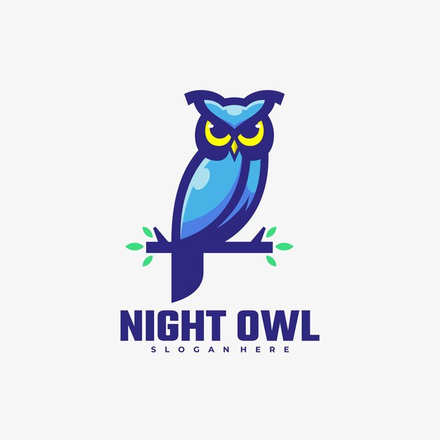 Ilustración Logotipo Búho Estilo Mascota Simple