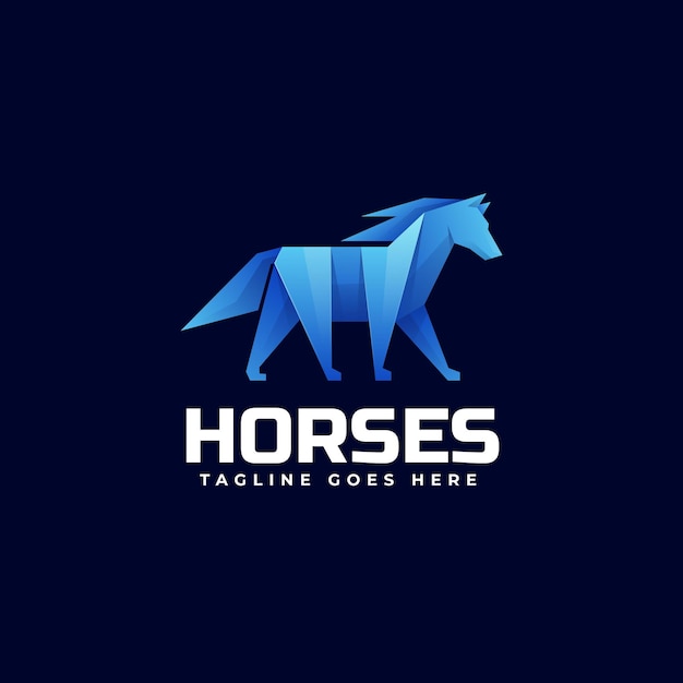 Ilustración Logotipo Caballo Estilo Degradado Low Poly