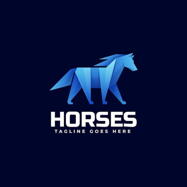 Ilustración logotipo caballo estilo degradado low poly