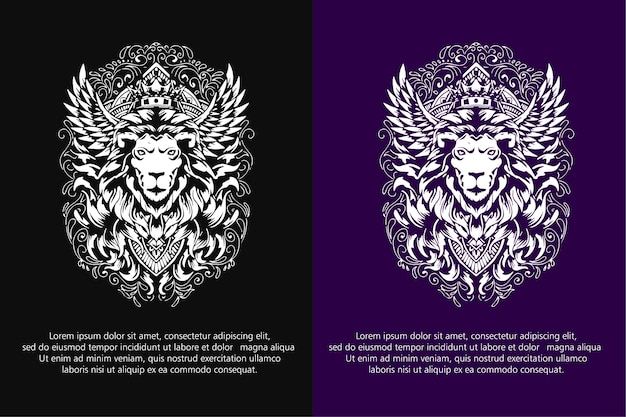 Ilustración de logotipo de cabeza de león