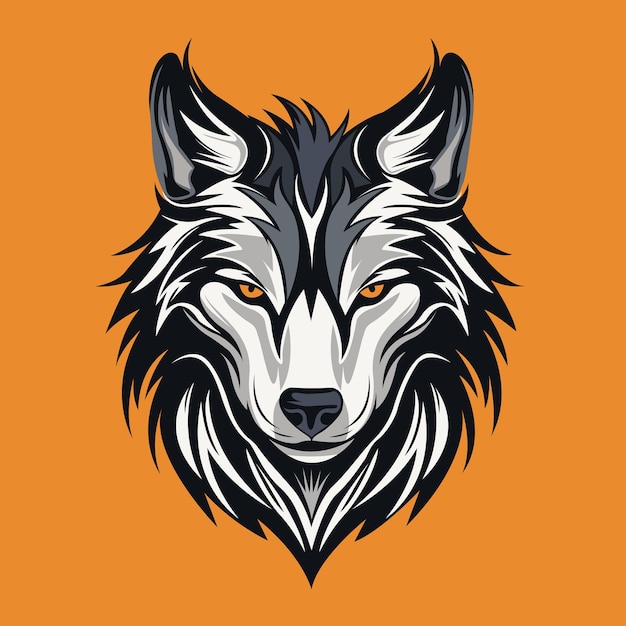 Ilustración del logotipo de la cabeza del lobo vectorial