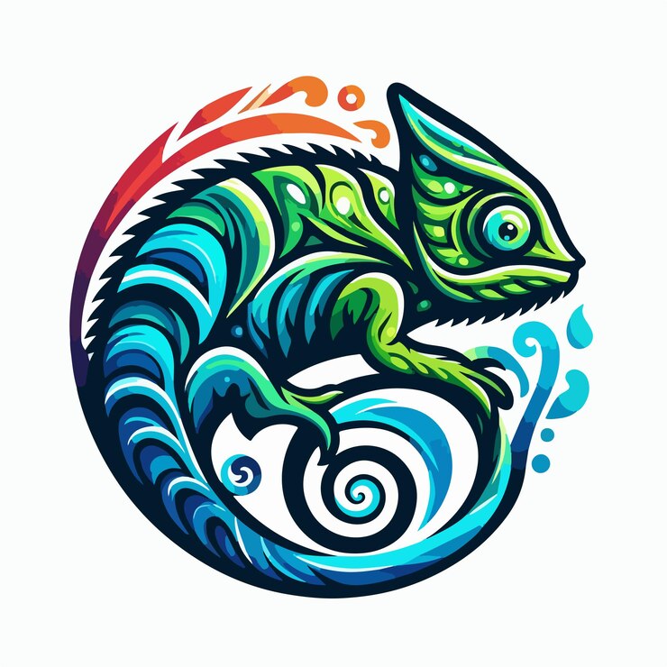 Vector ilustración del logotipo del camaleón