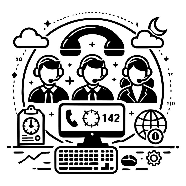Vector ilustración del logotipo del centro de llamadas icono vectorial fondo blanco negro y blanco