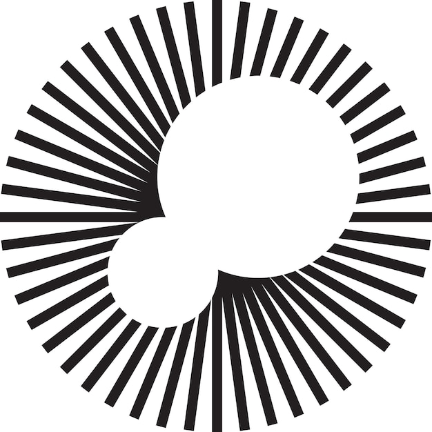Ilustración de logotipo de círculo y rayos abstractos en estilo moderno y minimalista