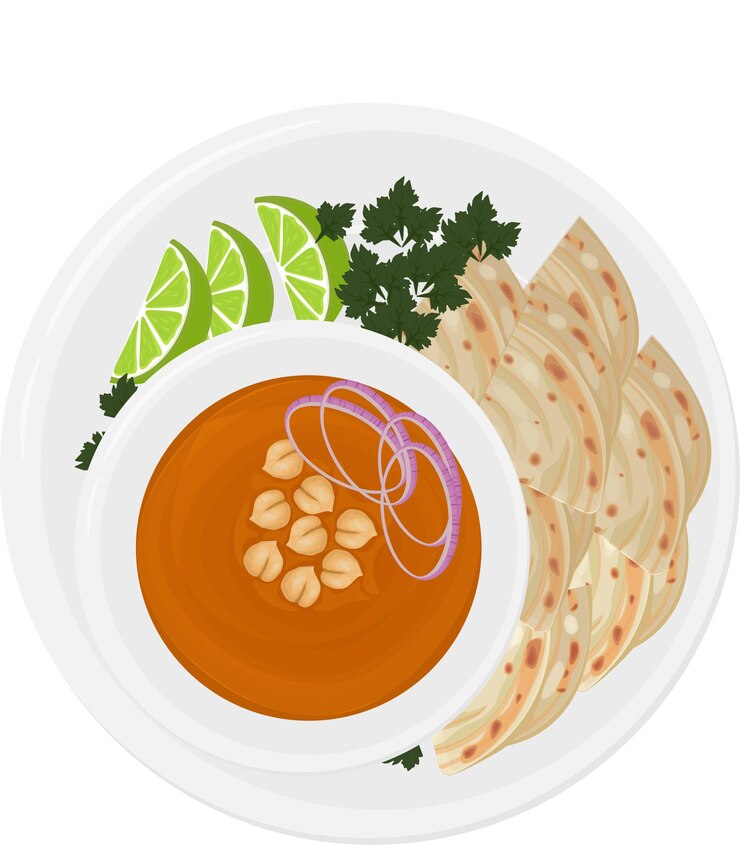 Ilustración del logotipo Clipart Chana masala Curry de garra picante con pan de pita