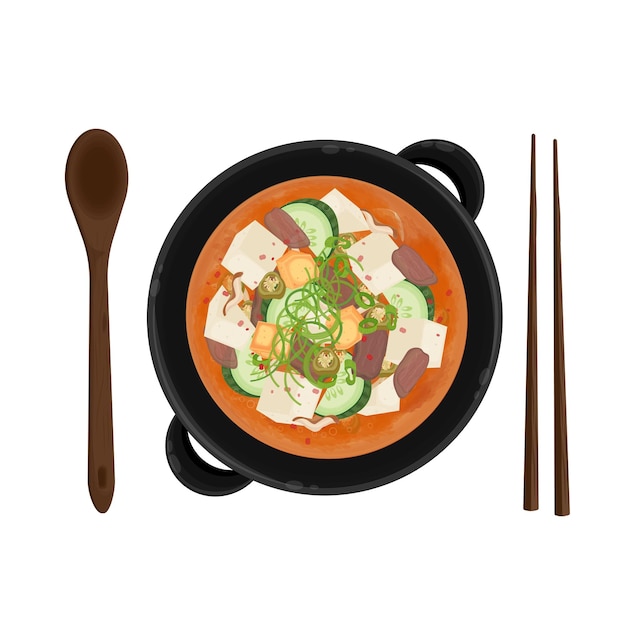 Ilustración del logotipo Clipart Doenjang Jjigae Sopa de soja fermentada coreana