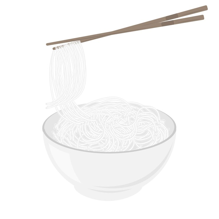 Ilustración Logotipo Clipart fideos de vidrio de arroz con palillos para comer