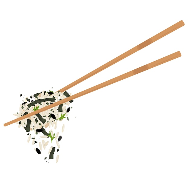 Ilustración Logotipo Clipart fulles de furikake en un palo para comer