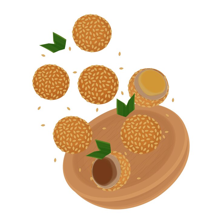 Ilustración Logotipo Clipart Levitación Alimentos indonesios Ondoonde o bolas de sésamo