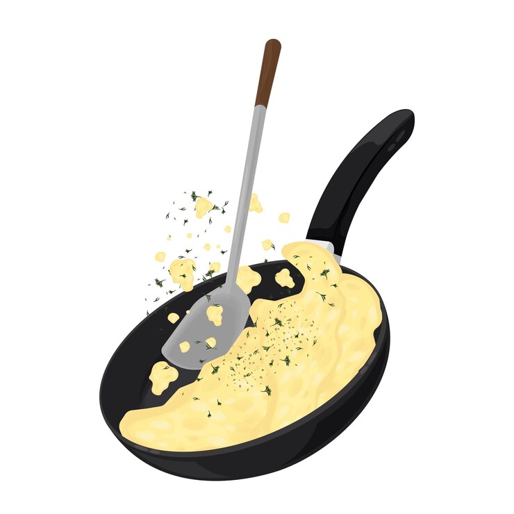 Ilustración Logotipo Clipart Levitación Cocina Huevo revuelto en una sartén