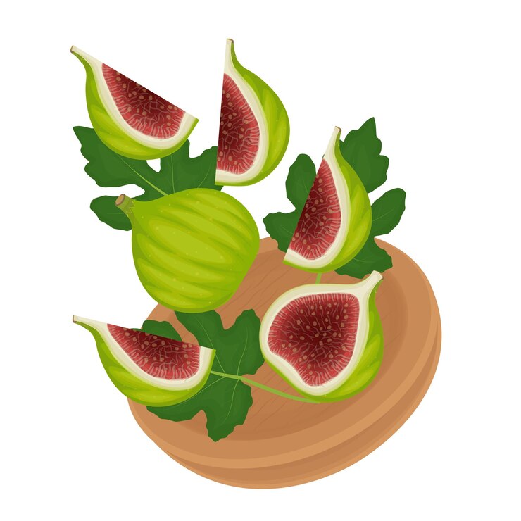 Ilustración del logotipo Clipart levitación de higos verdes frescos frutas