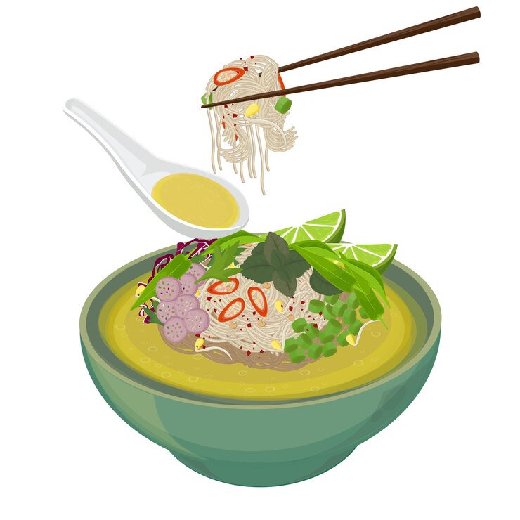 Ilustración del logotipo Clipart listo para comer Num Banh Chok Nom Banh Chok