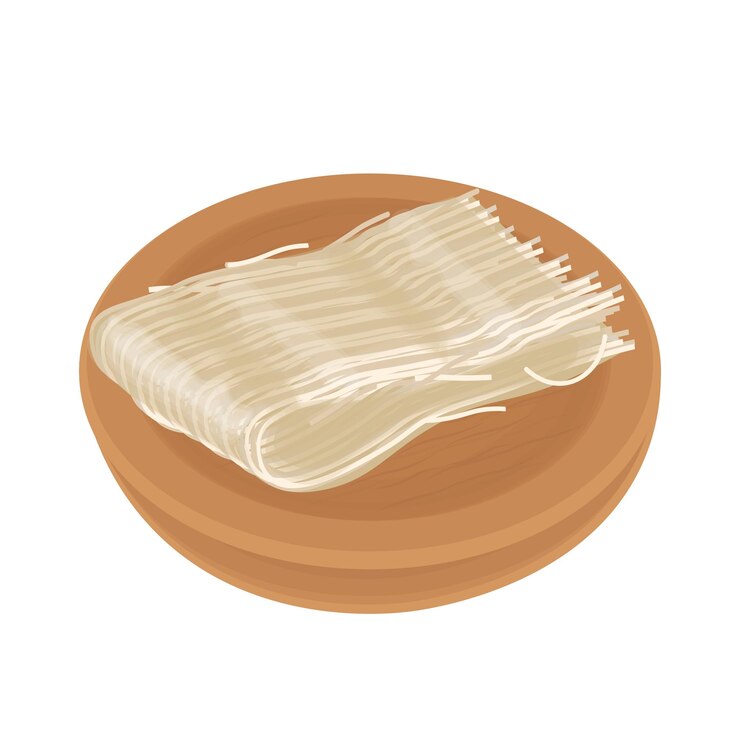 Ilustración Logotipo Clipart nooles de arroz seco en un plato de madera