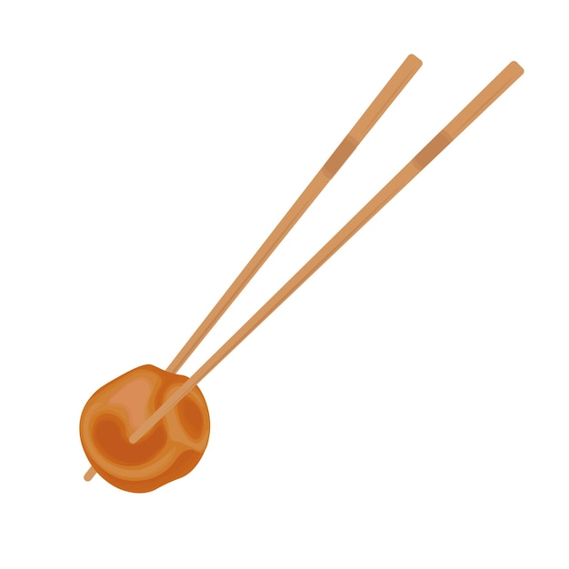 Ilustración del logotipo Clipart umeboshi o ciruela en vinagre con palillos