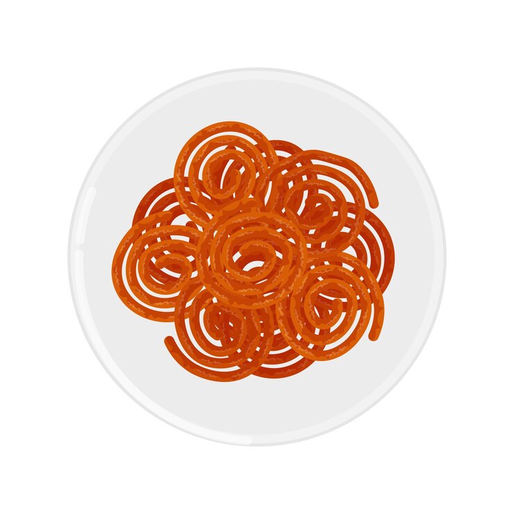 Ilustración del logotipo Clipart Vista superior bocadillo dulce indio tradicional Jalebi