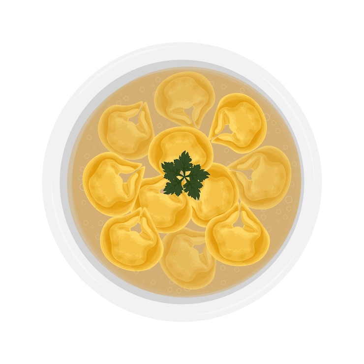 Ilustración del logotipo Clipart Vista superior Sopa de tortellina o Tortellina en Brodo