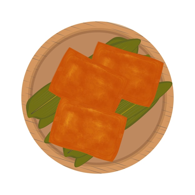 Ilustración Logotipo Clipart Vista superior Tofu frito o Aburaage Tofu comida japonesa