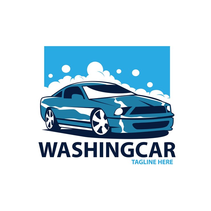 Ilustración de logotipo de coche de lavado