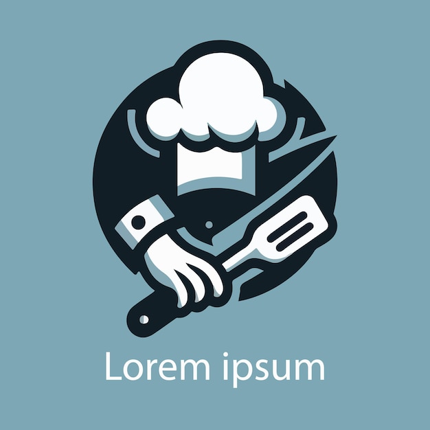 Ilustración del logotipo de cocina en fondo sólido