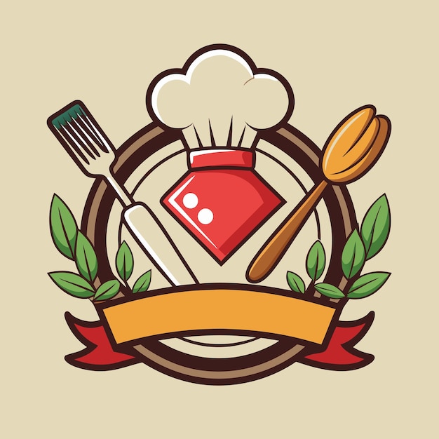 Ilustración del logotipo de cocina en un fondo sólido