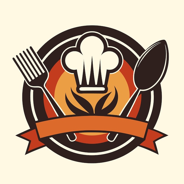 Ilustración de un logotipo de cocina en fondo sólido