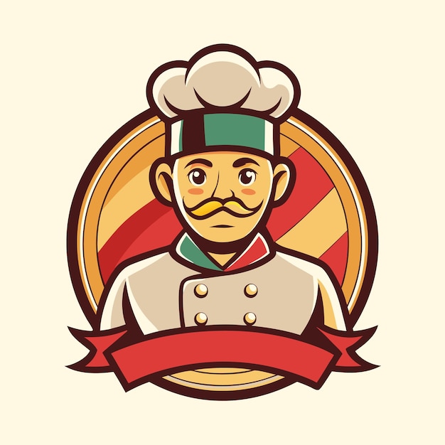 Ilustración de un logotipo de cocina en fondo sólido