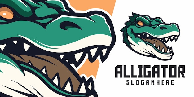 Ilustración del logotipo del cocodrilo Arte de la mascota para atletismo y deportes electrónicos