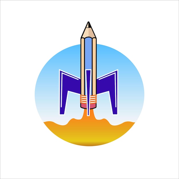 ilustración de logotipo de cohete de lápiz