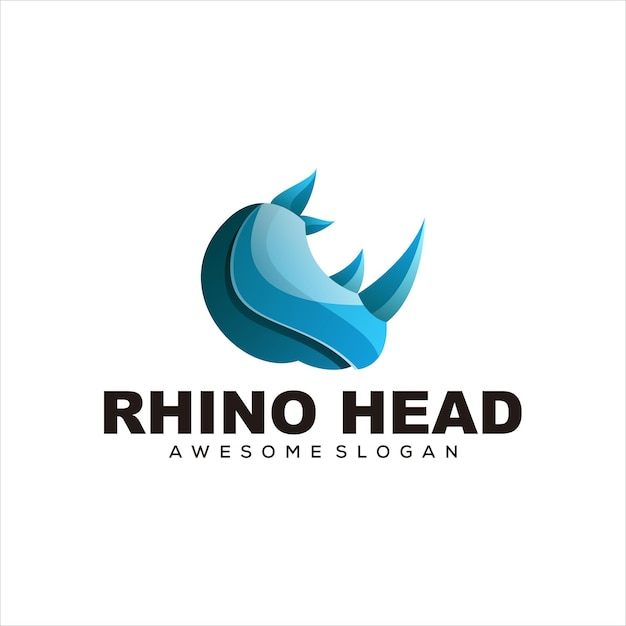 ilustración de logotipo colorido cabeza de rinoceronte