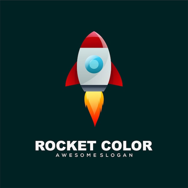 ilustración de logotipo colorido cohete