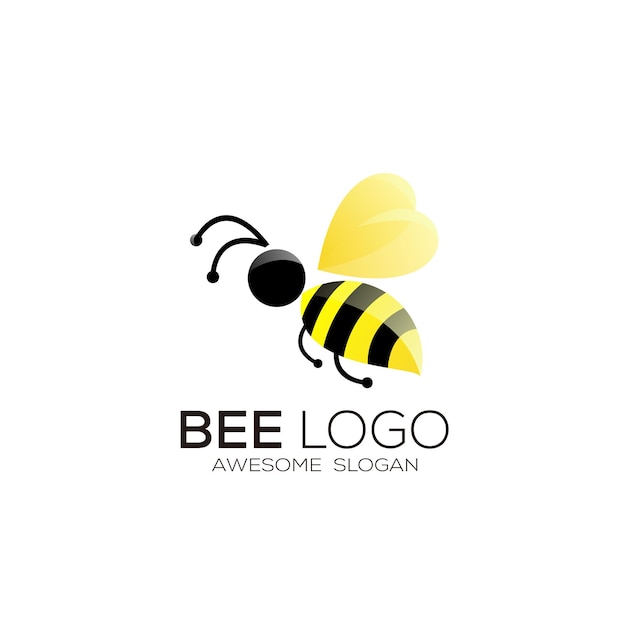 Ilustración de logotipo colorido degradado de abeja