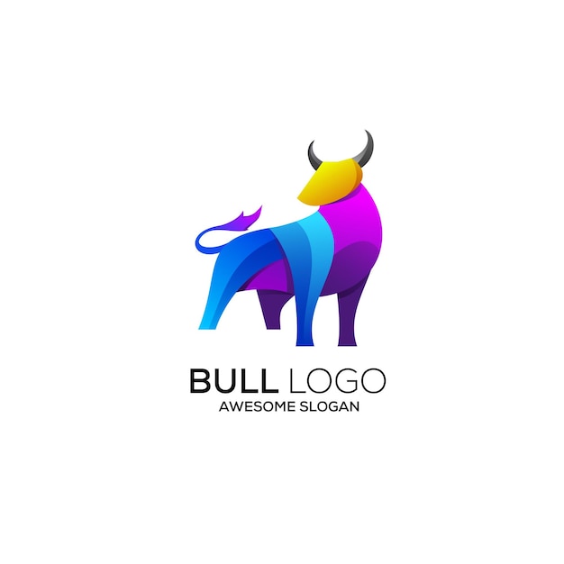 Ilustración de logotipo colorido degradado de toro