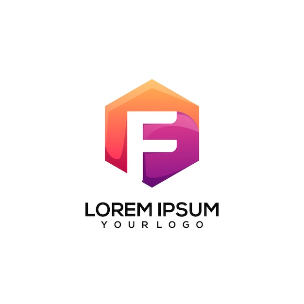 Ilustración de logotipo colorido hexágono de letra P