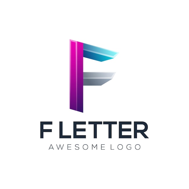 Vector ilustración de logotipo colorido letra f