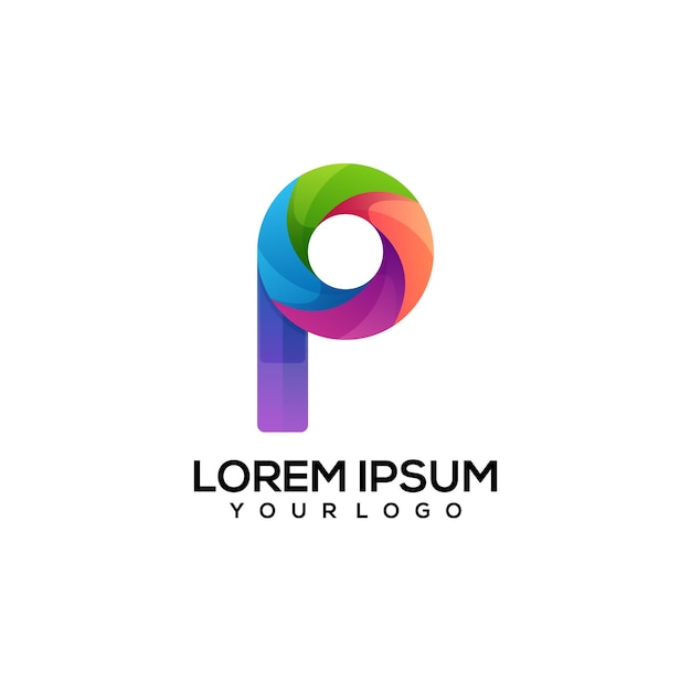 Ilustración de logotipo colorido de letra p p