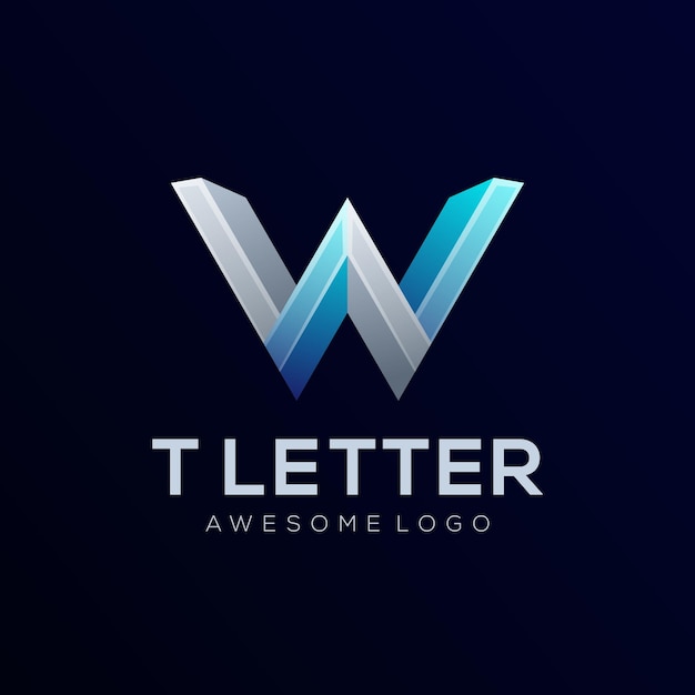 Ilustración de logotipo colorido letra W