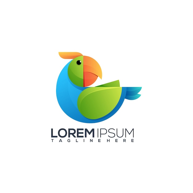 Ilustración de logotipo colorido loro