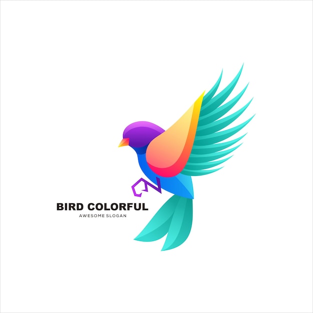 Ilustración de logotipo colorido pájaro