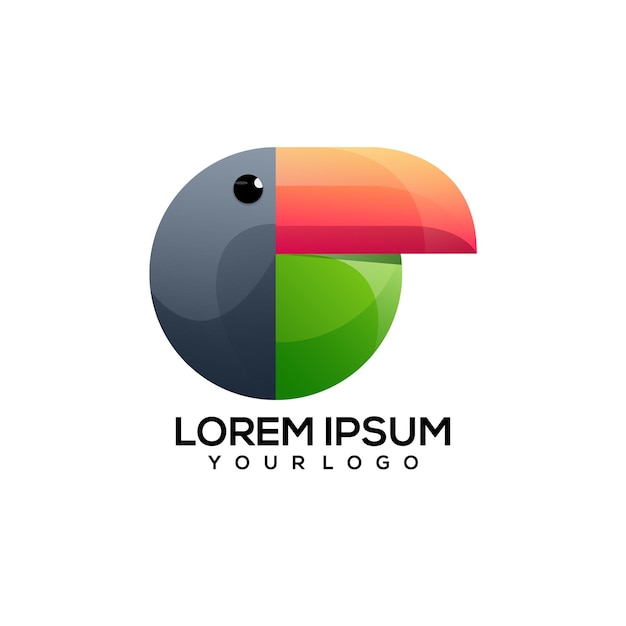 Ilustración de logotipo colorido tucán