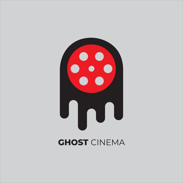 Ilustración de logotipo conceptual de cine fantasma