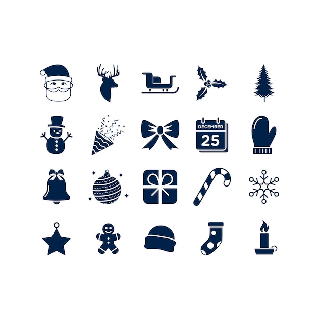Vector ilustración del logotipo del conjunto de iconos de navidad